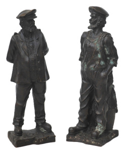 Lot 096 - 2 x Bronze Nautical themed figures inc Captain & Sailor 36cm H