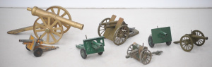 Lot 101 - Group of vintage die-cast toy canons field guns inc brass (19cm L), Br