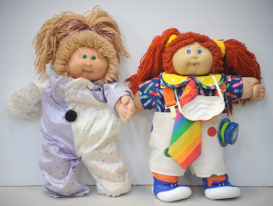 Lot 117 - 2 x 1980s Cabbage Patch Kids dolls inc Circus Kid Clown Doll (one shoe