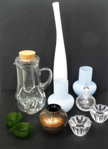 Lot 123 - Group lot - Modernist Art Glass - Pair Orrefors Candlesticks, Italian