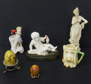 Lot 132 - Group lot vintage ceramics inc Victorian Continental Seated Cherub hol