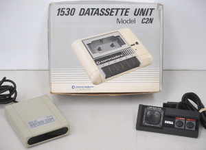 Lot 147 - Group of retro video game periferals inc boxed Commodore C2N 1530 Data