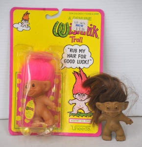 Lot 150 - Vintage carded Wishnik Troll by Uneeda (damage to blister pack) + unpa