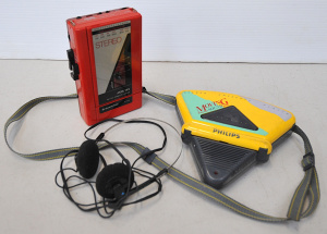 Lot 152 - 2 x Retro personal potable Walkman style cassette players inc Philips