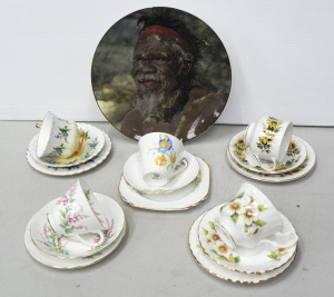 Lot 158 - Group of 5 quality English china trios inc 2 x Royal Albert (hairline