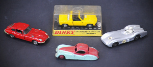 Lot 162 - 4 x vintage die-cast sports racing cars inc boxed Dinky Meccano VW Por