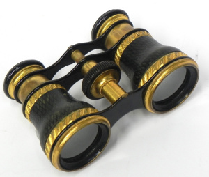 Lot 164 - Vintage Lemaire Paris Opera Glasses - Patterned leather & gilt