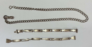 Lot 167 - Grp - Vintage Sterling silver curb link Fob chain with swivel (Bham 19