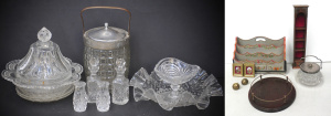 Lot 172 - Group lot mixed vintage inc Victorian glass butter dish, Glass plates