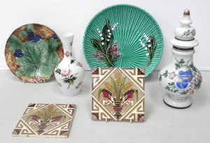 Lot 184 - Group lot - c1870 - 80s Victorian Ceramics & Glass - 2 x Majolica