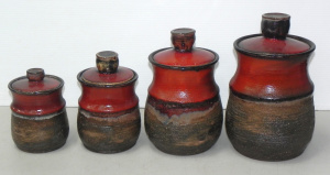 Lot 191 - Vintage Set 4 Ellis signed MDK Australian Pottery Graduating Cannister