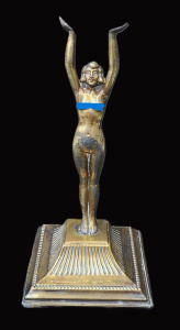 Lot 200 - Art Deco Style Brass Female Nude hands held high on Square base 26cm H