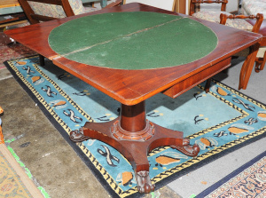 Lot 002 - Vintage c1880s Mahogany Pedestal Card Table - spin around fold over to