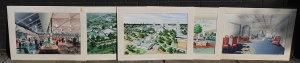 Lot 011 - Don Antwis (1938 - ) Group of 5 large watercolour concept paintings fo