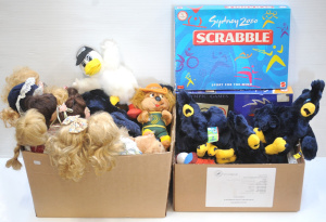 Lot 021 - 2 x Boxes Toys & Games inc Display dolls, Soft Toys - Plucka Duck,
