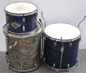 Lot 025 - 3 x Vintage Drums w marbled Finish - old 60s John Grey Autocrat Floor