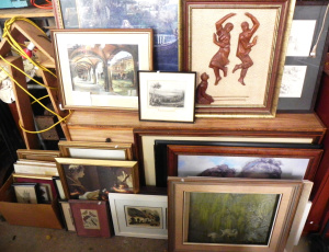 Lot 039 - Large lot of framed pictures and picture frames - prints, paintings, e