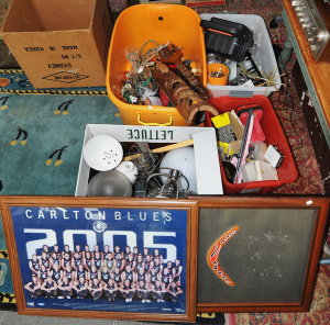 Lot 053 - 4 x Boxes of Mixed Tools & Hardware incl Lighting, Metal Hardware,