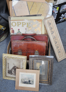 Lot 055 - Group of vintage pictures (photos, engravings, advertising etc) + 2 le