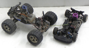Lot 068 - 2 x petrol powered remote controlled cars without outer shells inc rac