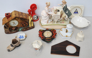 Lot 075 - Box lot of vintage Ceramics inc Red Japanese Money Bank Telephone, Joh