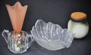 Lot 086 - Group of vintage glass ceramics etc inc Ellis Aus Pottery coffee jar,