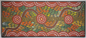 Lot 093 - Artist unknown - Stretched Australian Aboriginal Oil Painting on Canva
