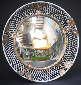 Lot 102 - 1960s Wall Mirror - Convex mirror with Painted white metal frame with