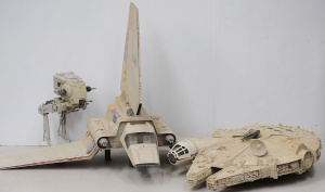 Lot 108 - 3 x Vintage Star Wars Vehicles - Imperial Shuttle, Millenium Falcon &a
