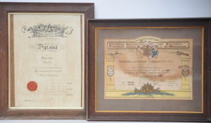 Lot 110 - 2 x vintage framed certificates inc Returned Sailors and Soldiers Impe