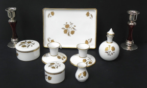 Lot 127 - Vintage Abbeydale English white and gilt china bedroom set inc scent b