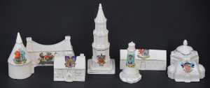 Lot 133 - Group lot vintage English Crested Ware China inc Harrogate Sulphur wel