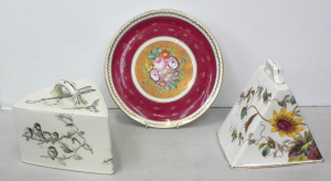 Lot 137 - 3 pieces of Victorian ceramics inc Aesthetic Movement cheese cover, un