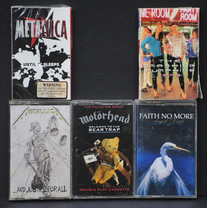 Lot 150 - 5x Vintage Heavy Metal Cassette Albums & Singles incl Metallica, M