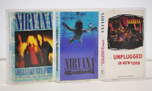 Lot 167 - 3 x Vintage Nirvana Cassette Cassingles & Albums incl Nevermind Pr