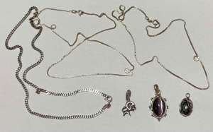 Lot 173 - Grp silver jewellery - pendants, Catseye purple amethyst, Hematite and