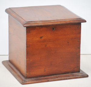 Lot 193 - Vintage ceder ballot box w dovetail joints, brass hardware, engraved C