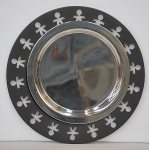 Lot 201 - Italian Alessi Gigotondo Tray - Polished stainless steel centre with b