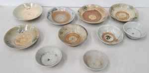 Lot 202 - Group of Archaic Oriental bowls and saucers in grey and blue hues