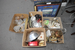 5 x Boxes Mixed inc Kitchenalia, 7pce Crystal decanter set, Decanters, China,