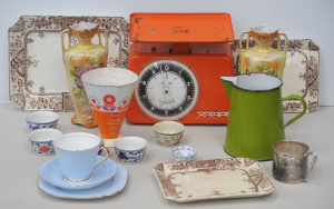 Mixed Group lot inc Pair Victorian Blushware vases, Garfield Pattern oblong plat