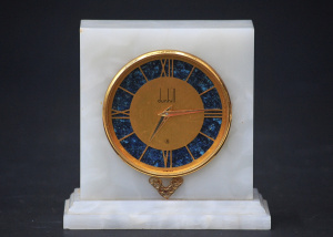 Vintage Dunhill Marble Desk Clock - Swiss Movement 12cm H
