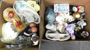 Lot 025 - 2 x Boxes Mixed inc Ceramic Vases, Figures, China, Glass, Plates etc