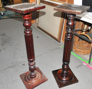Lot 029 - Pair of vintage wooden fluted column plinths - 98cm H