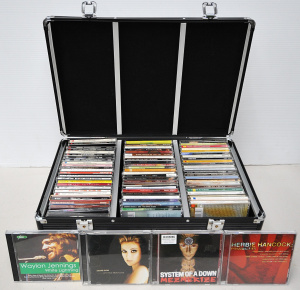 Lot 032 - Travel case full of CDs inc System of a Down Herbie Hancock, Nick Cave