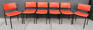 Lot 042 - Set of Six 1970s Aristoc Delma Red Upholstered Stacking Chairs Designe