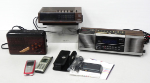 Lot 050 - Group of vintage clock radios and mobile phones Clock radios inc GE, N
