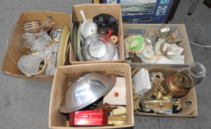 Lot 055 - 5 x Boxes Mixed inc Kitchenalia, 7pce Crystal decanter set, Decanter
