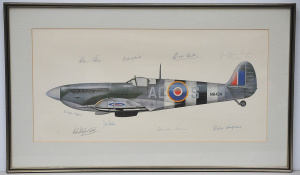 Lot 101 - Framed ltd ed print of a Spitfire by Geoffrey Page (32cm H x 66cm W) s