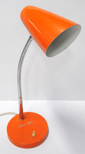 Lot 128 - Retro Orange Goose neck lamp - engraved to base RMH - Royal Melbourne